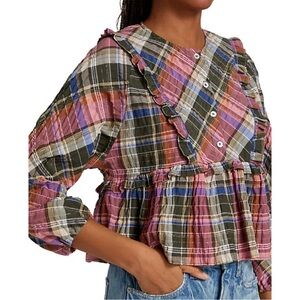 Veronica Beard Multicolor Plaid Blouse